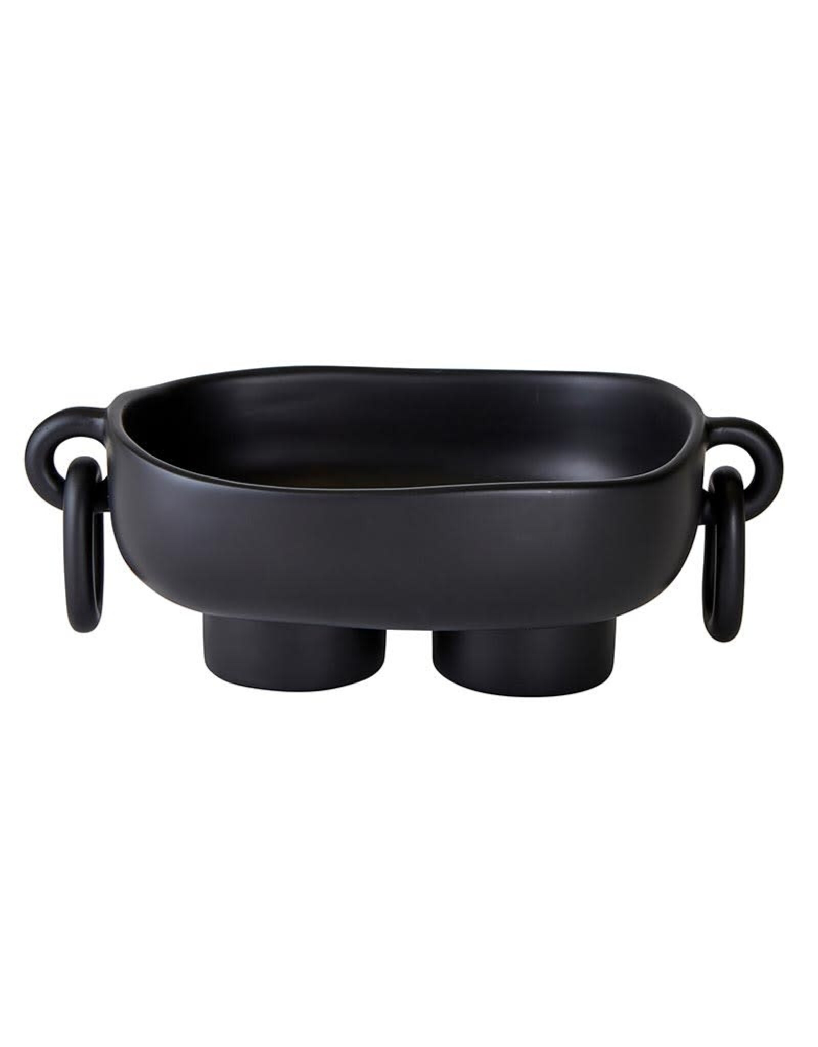 Resin Footed Oblong Bowl with Rings