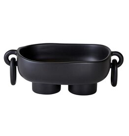 Resin Footed Oblong Bowl with Rings