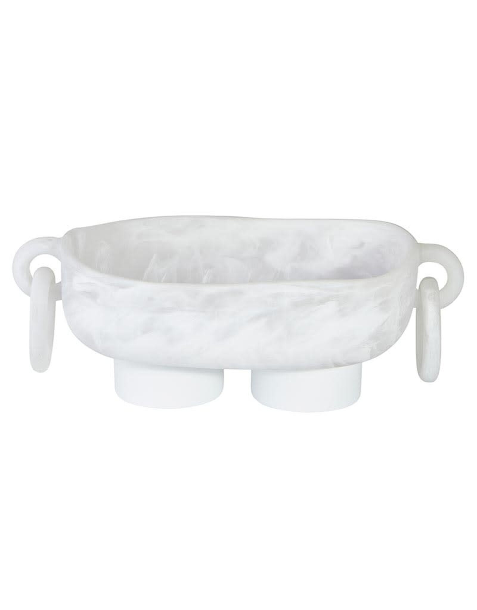 Resin Footed Oblong Bowl with Rings