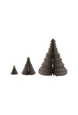 Grey Paper Folding Honeycomb Trees w/ Gold Glitter, Set of 3