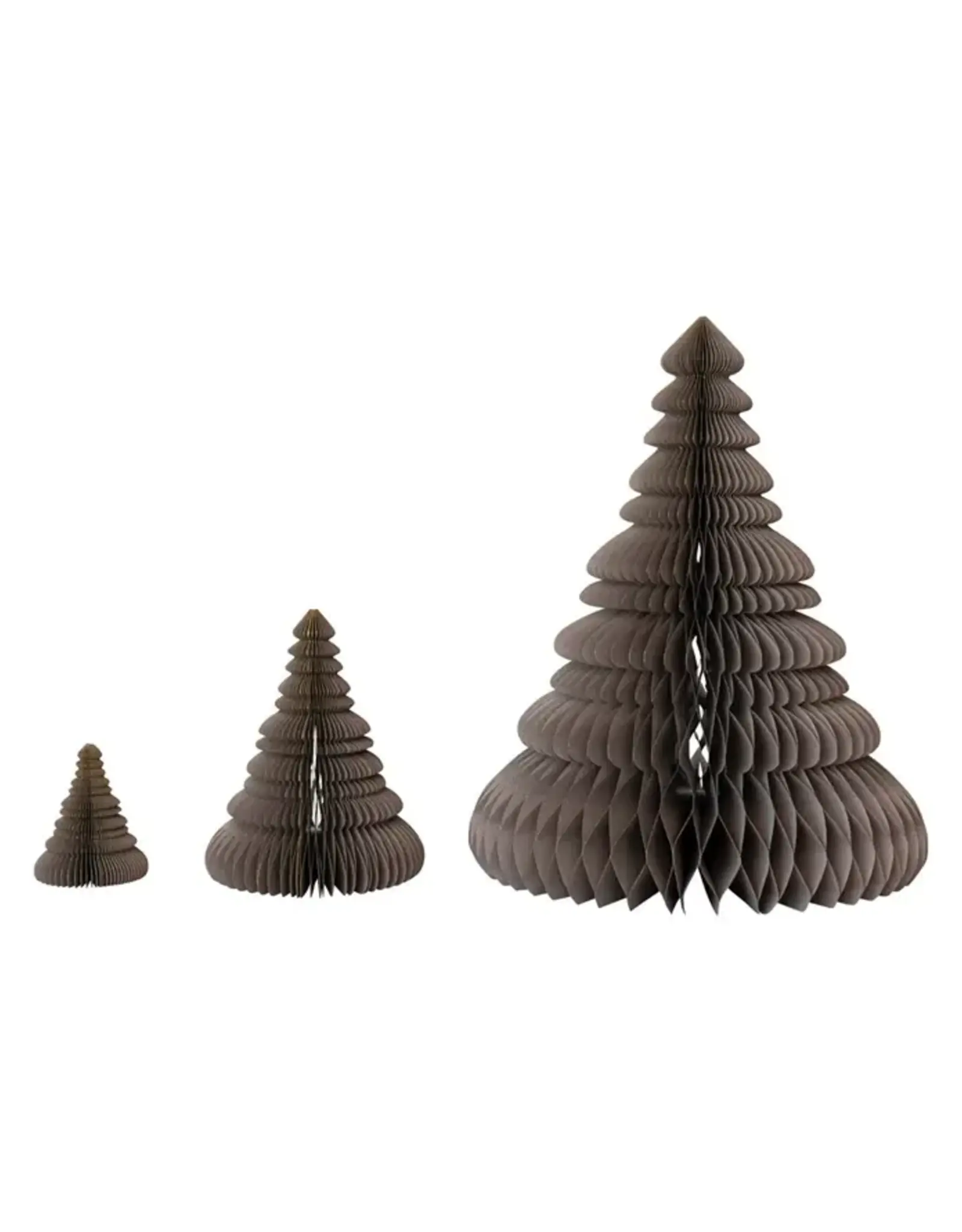 Grey Paper Folding Honeycomb Trees w/ Gold Glitter, Set of 3