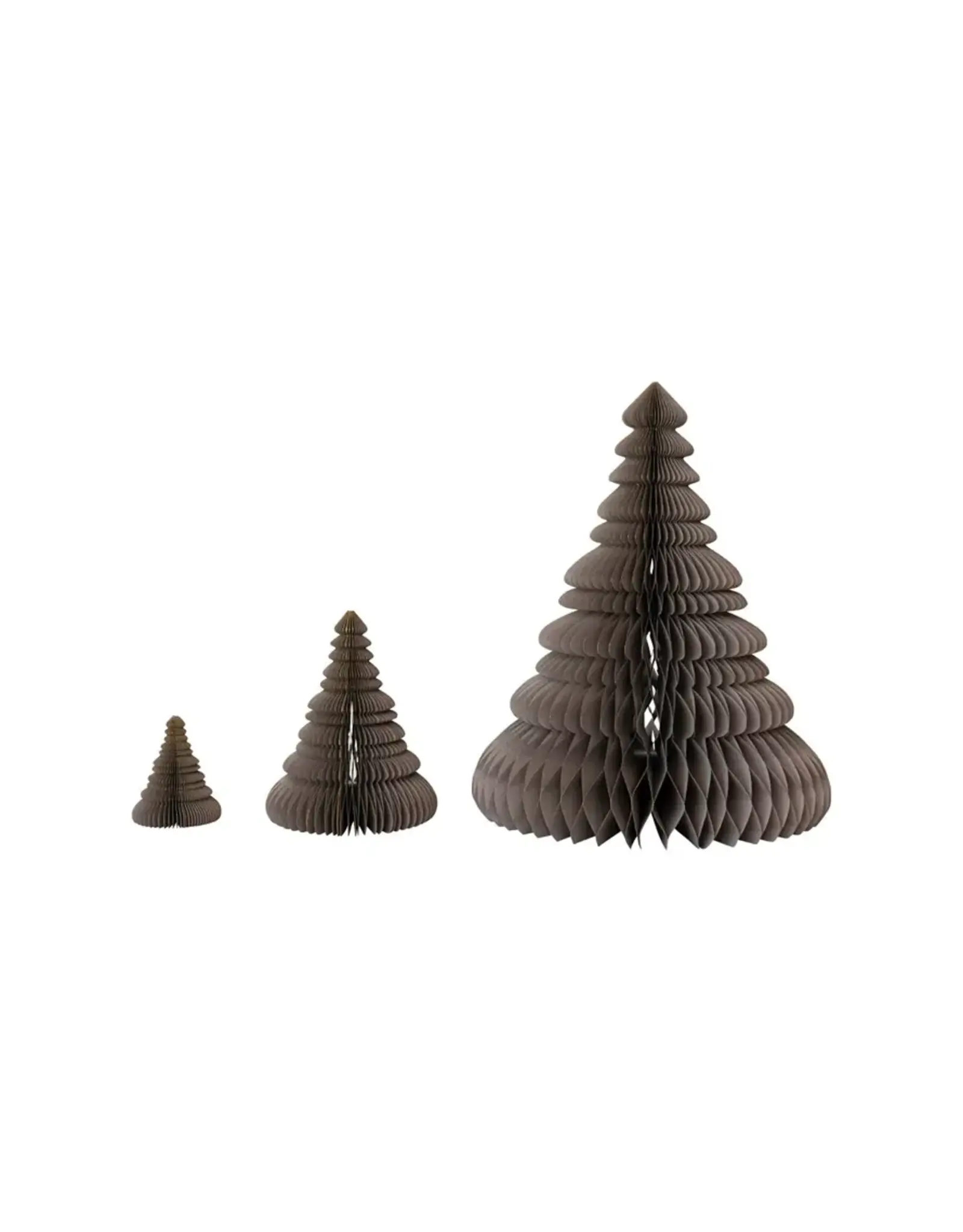 Grey Paper Folding Honeycomb Trees w/ Gold Glitter, Set of 3