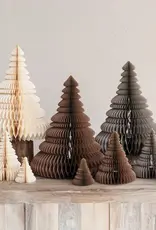 Grey Paper Folding Honeycomb Trees w/ Gold Glitter, Set of 3