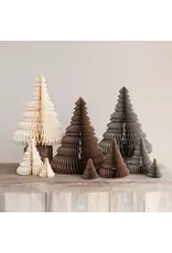 Grey Paper Folding Honeycomb Trees w/ Gold Glitter, Set of 3