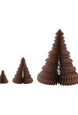 Paper Folding Honeycomb Trees w/ Gold Glitter, Brown, Set of 3