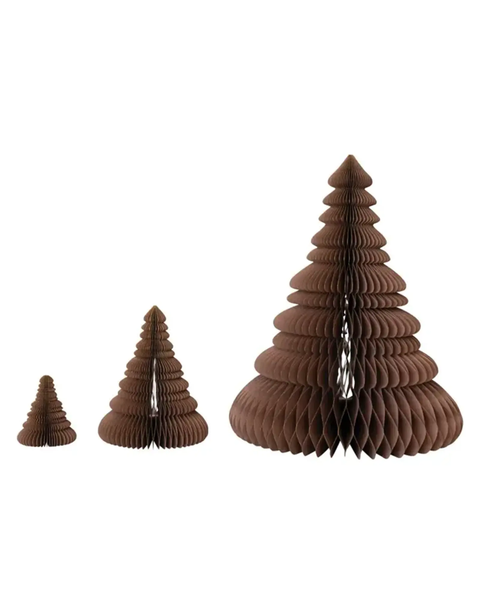 Paper Folding Honeycomb Trees w/ Gold Glitter, Brown, Set of 3
