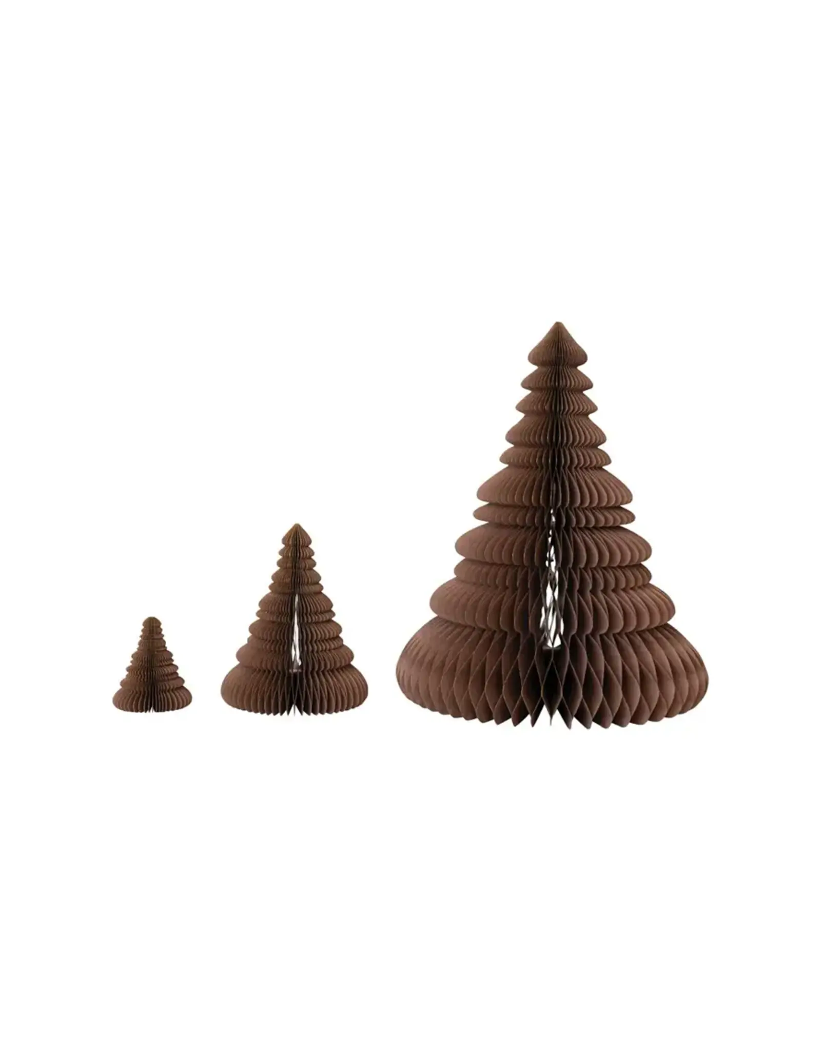 Paper Folding Honeycomb Trees w/ Gold Glitter, Brown, Set of 3