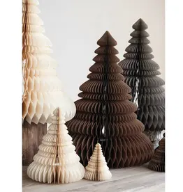 Paper Folding Honeycomb Trees w/ Gold Glitter, Brown, Set of 3