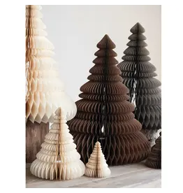 Paper Folding Honeycomb Trees w/ Gold Glitter, Brown, Set of 3