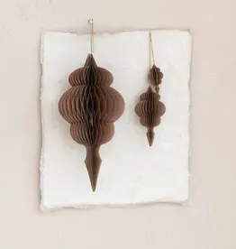 Honeycomb Finial Ornaments w/ Gold Foil Edge, Set of 3