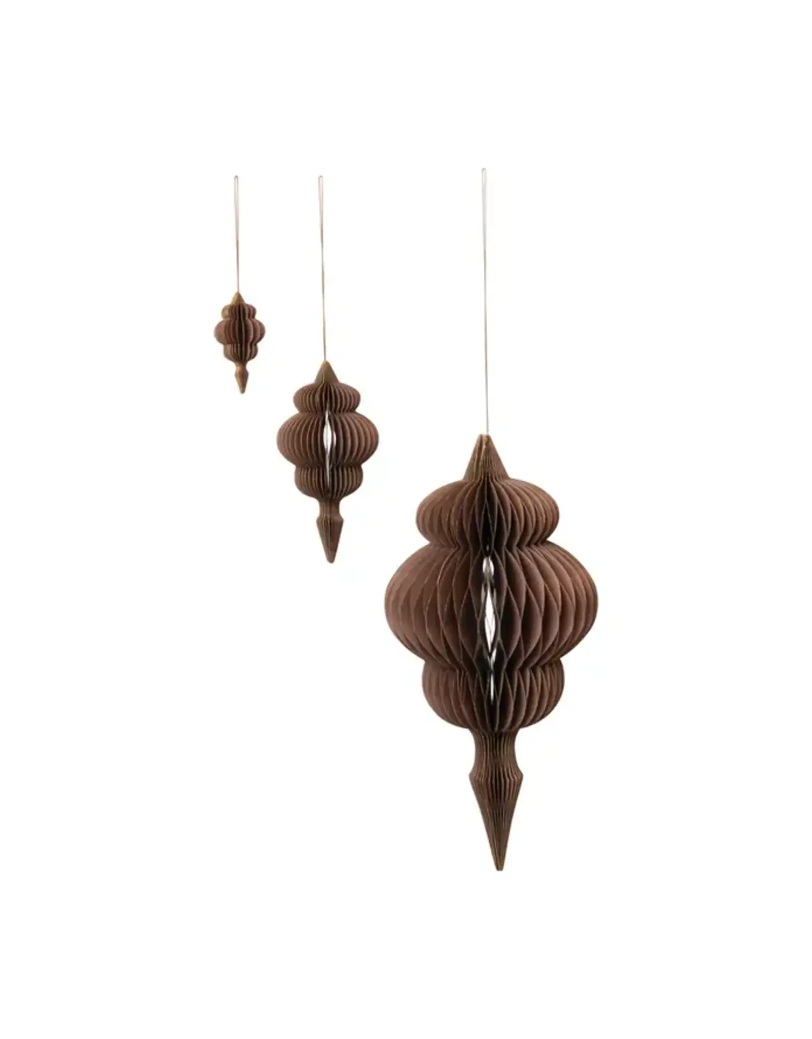 Honeycomb Finial Ornaments w/ Gold Foil Edge, Set of 3