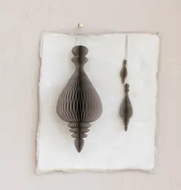 Honeycomb Finial Ornaments w/ Gold Foil Edge, Grey, Set of 3