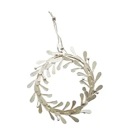 Metal Leaves & Berries Wreath, Distressed Pewter Finish