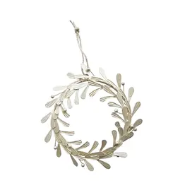 Metal Leaves & Berries Wreath, Distressed Pewter Finish