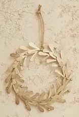 Metal Leaves & Berries Wreath, Distressed Pewter Finish