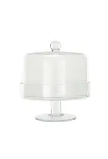 Glass Pedestal w/ Cloche, Set of 2