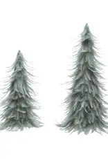 10" Round x 16"H & 9" Round x 12"H Feather Trees, Grey, Set of 2