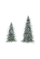10" Round x 16"H & 9" Round x 12"H Feather Trees, Grey, Set of 2