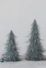 10" Round x 16"H & 9" Round x 12"H Feather Trees, Grey, Set of 2