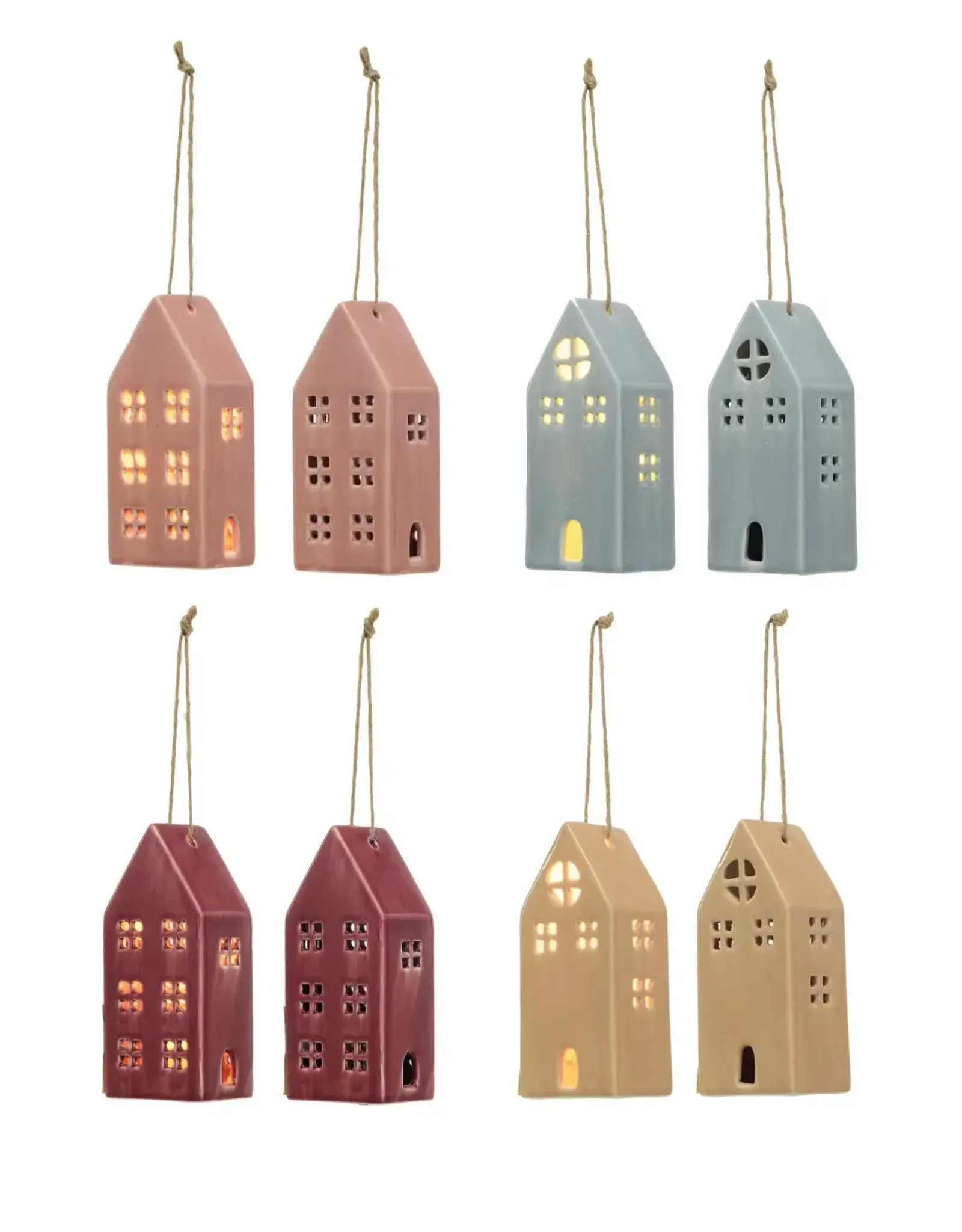 Stoneware LED House Ornament