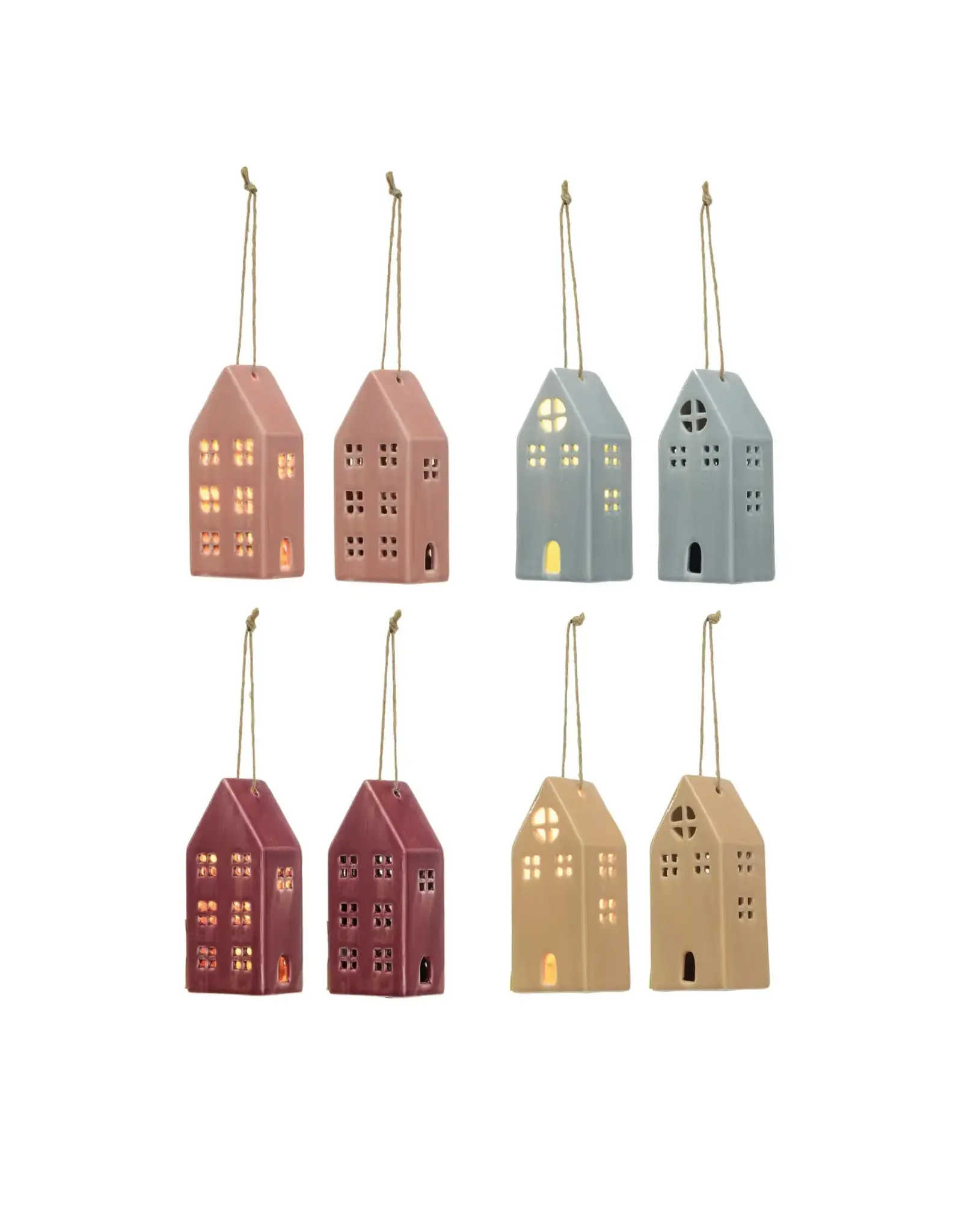 Stoneware LED House Ornament