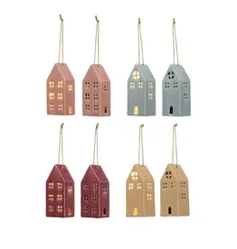 Stoneware LED House Ornament