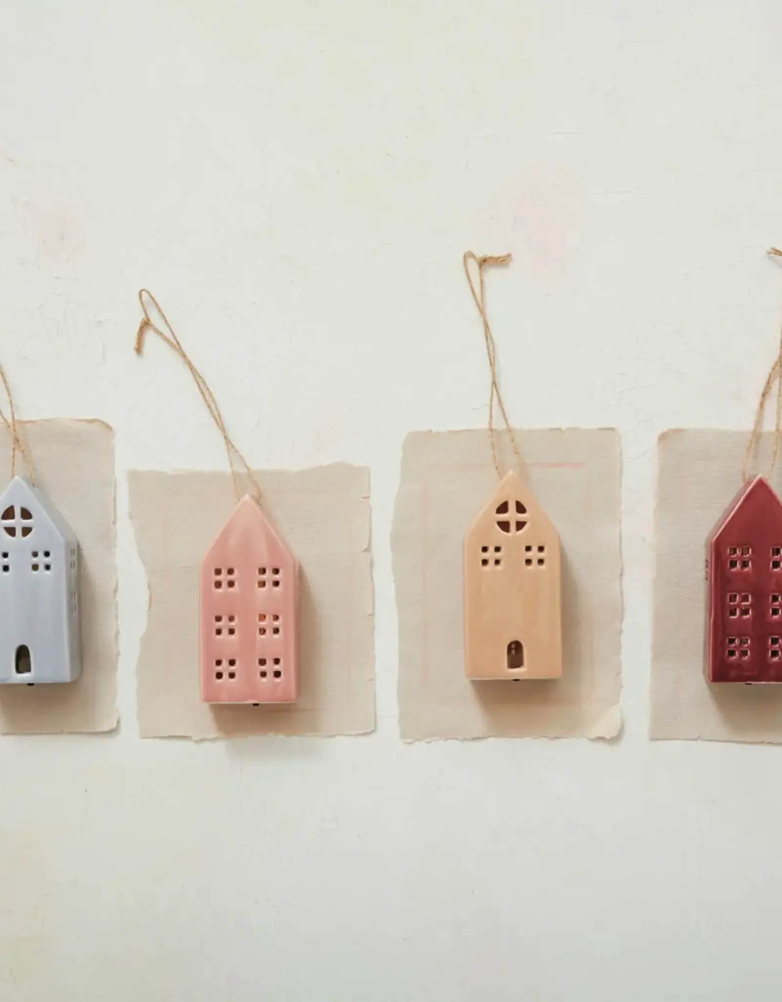 Stoneware LED House Ornament