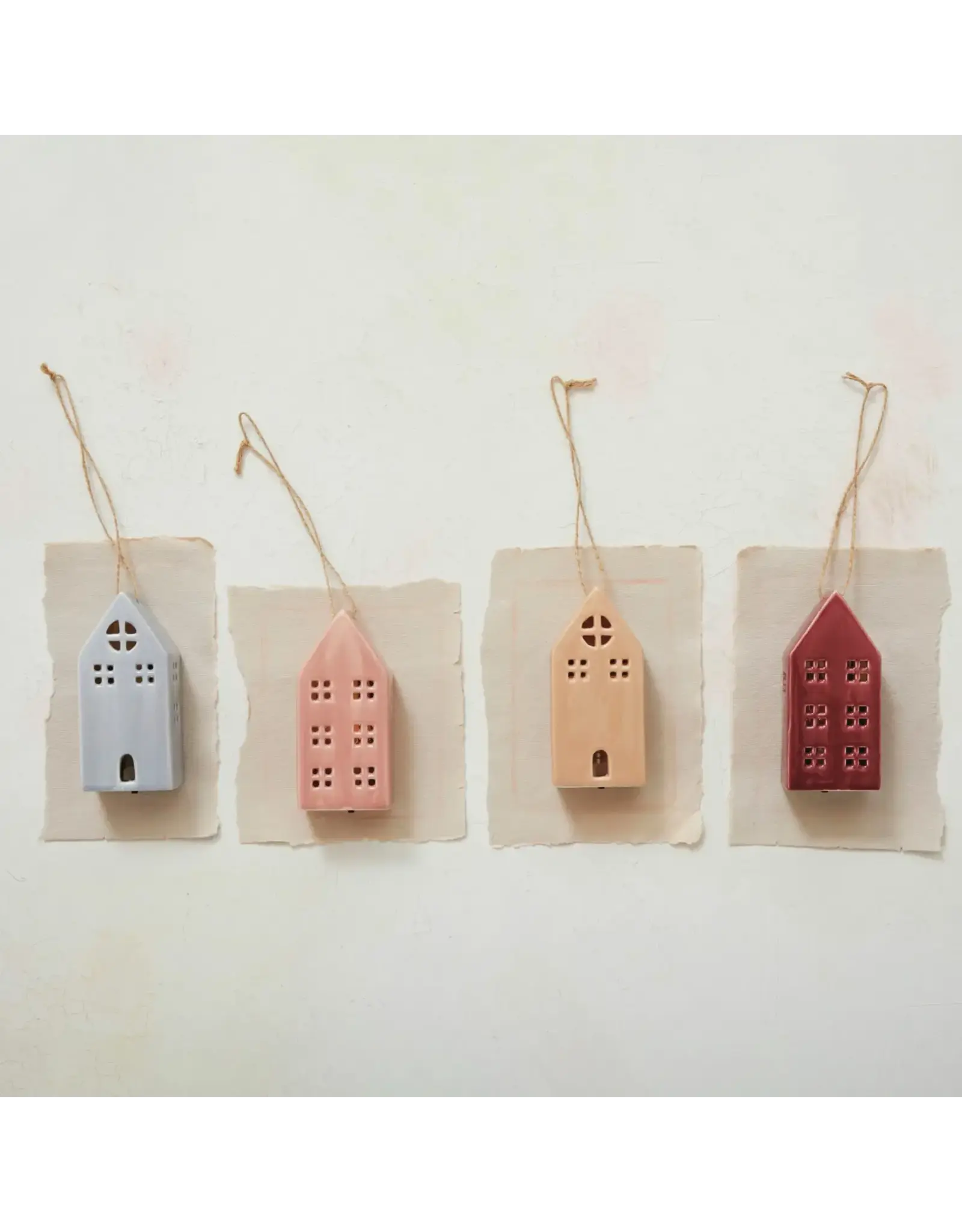 Stoneware LED House Ornament