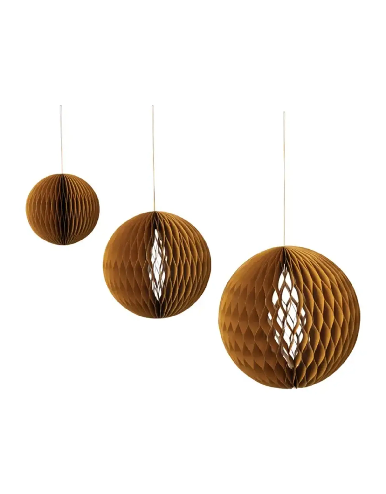 Paper Folding Honeycomb Ornaments, Brown, Set of 3