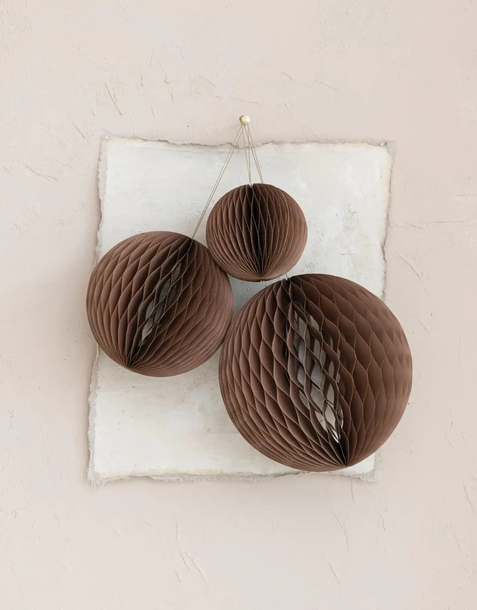 Paper Folding Honeycomb Ornaments, Brown, Set of 3