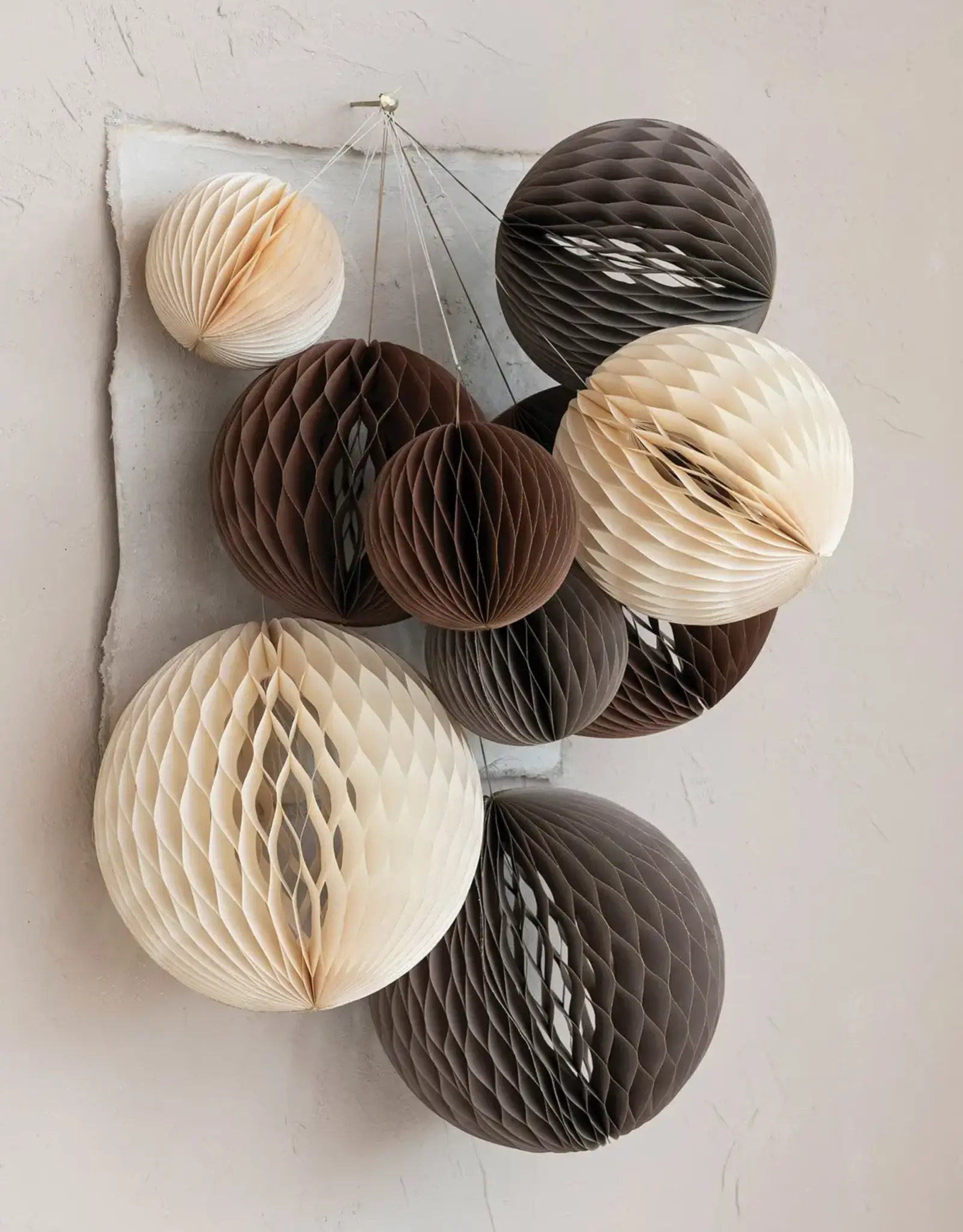 Paper Folding Honeycomb Ornaments, Brown, Set of 3