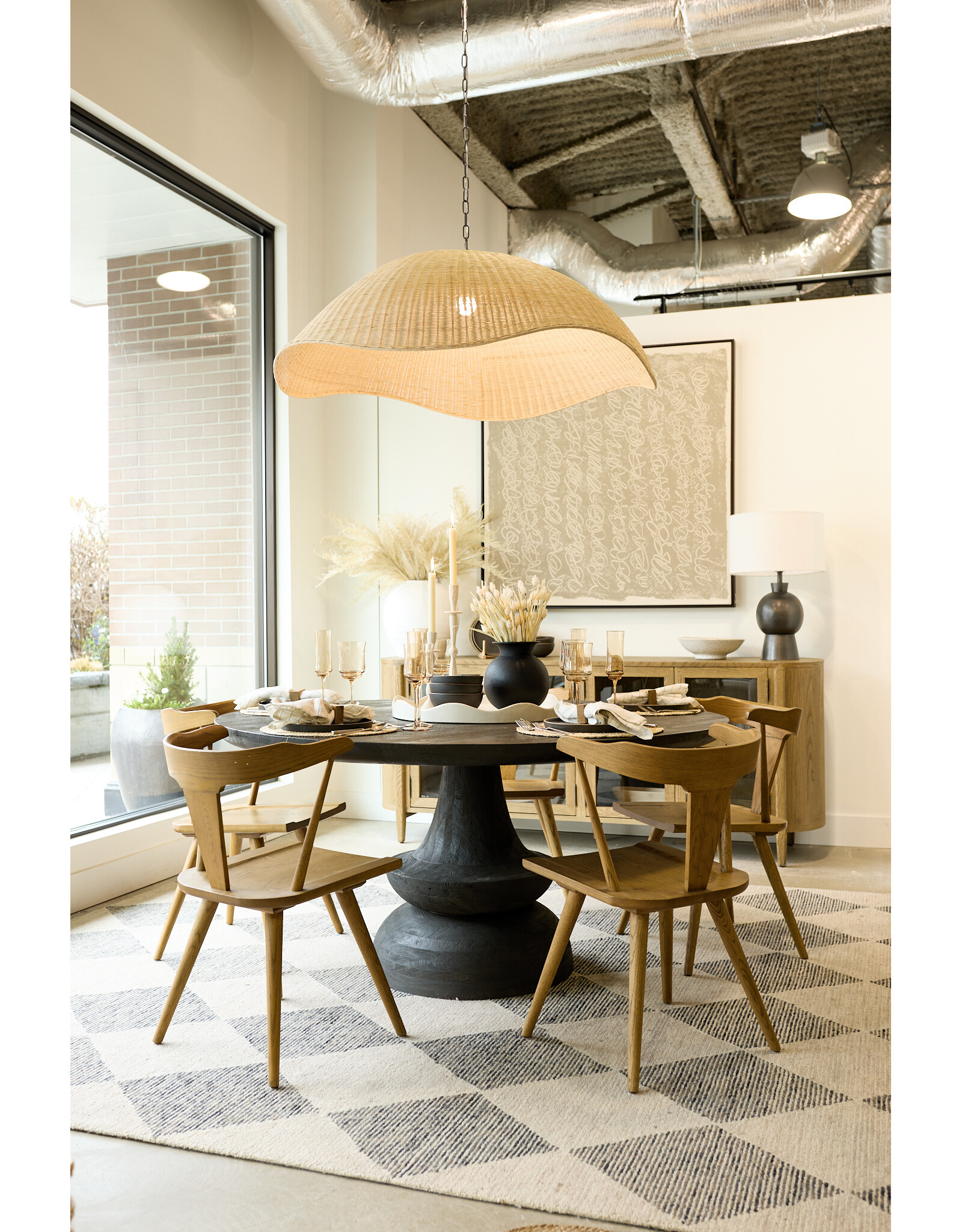 Overscale Woven Rattan Pendant