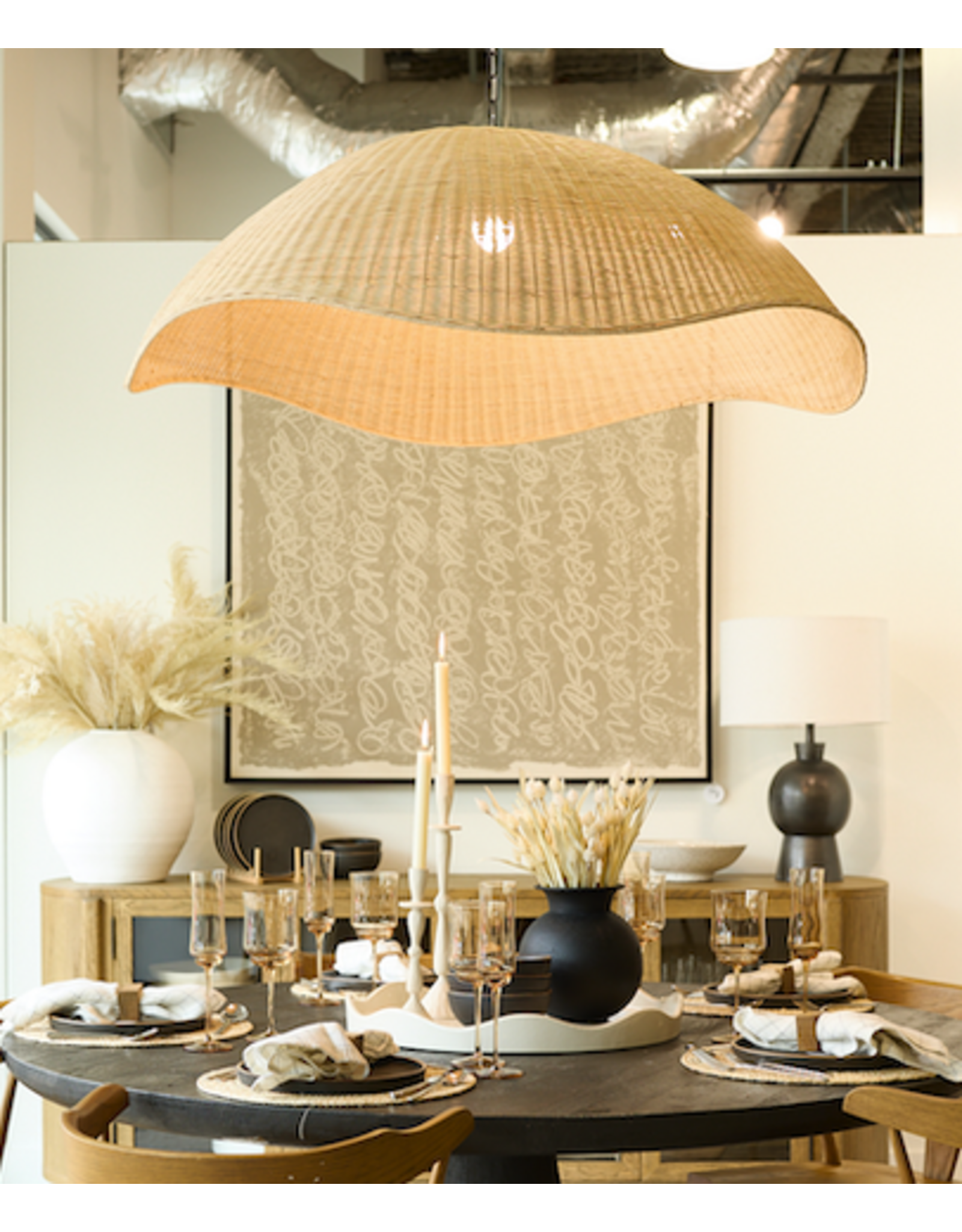 Overscale Woven Rattan Pendant