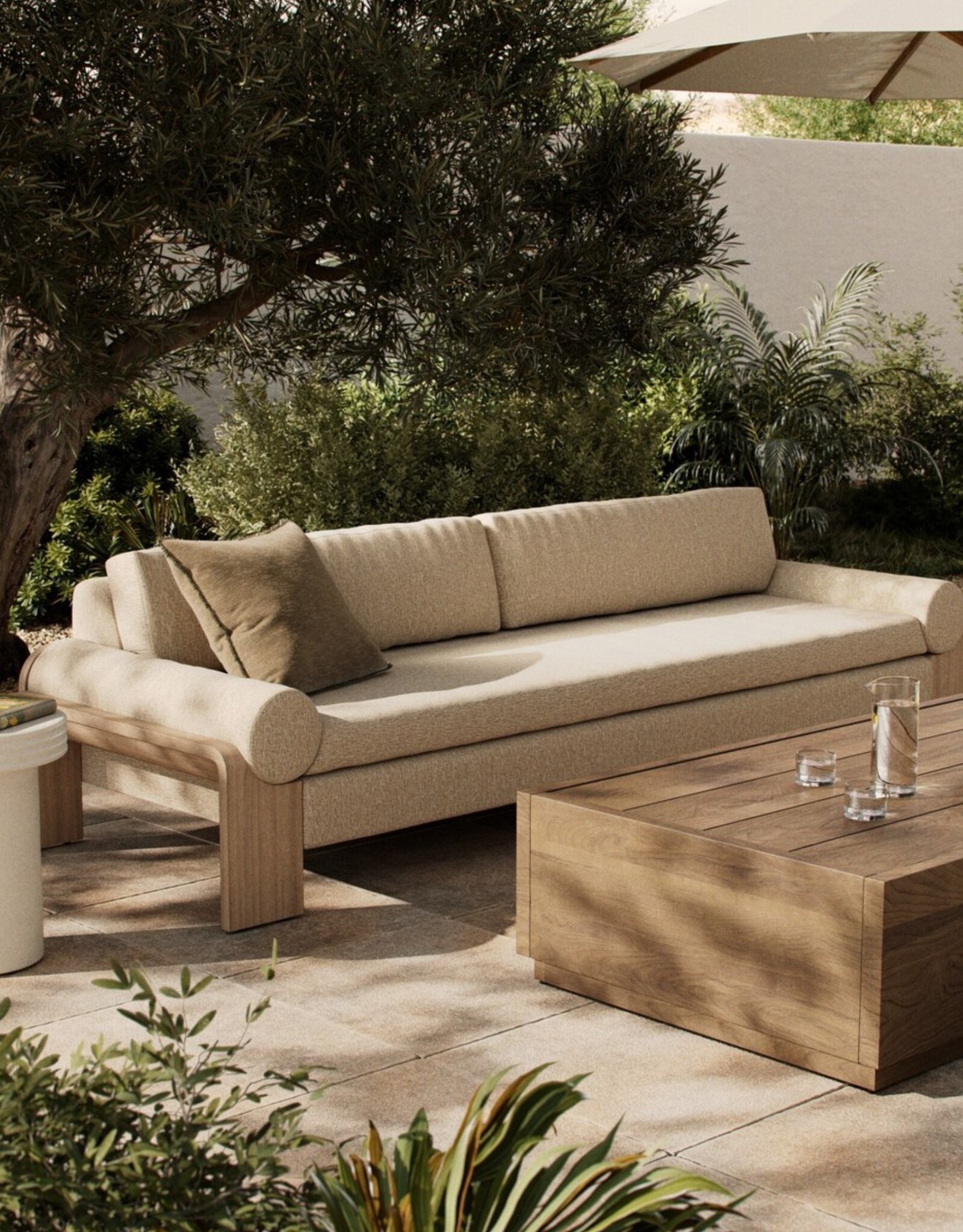 Joette Outdoor Sofa in Ellor Beige 104"