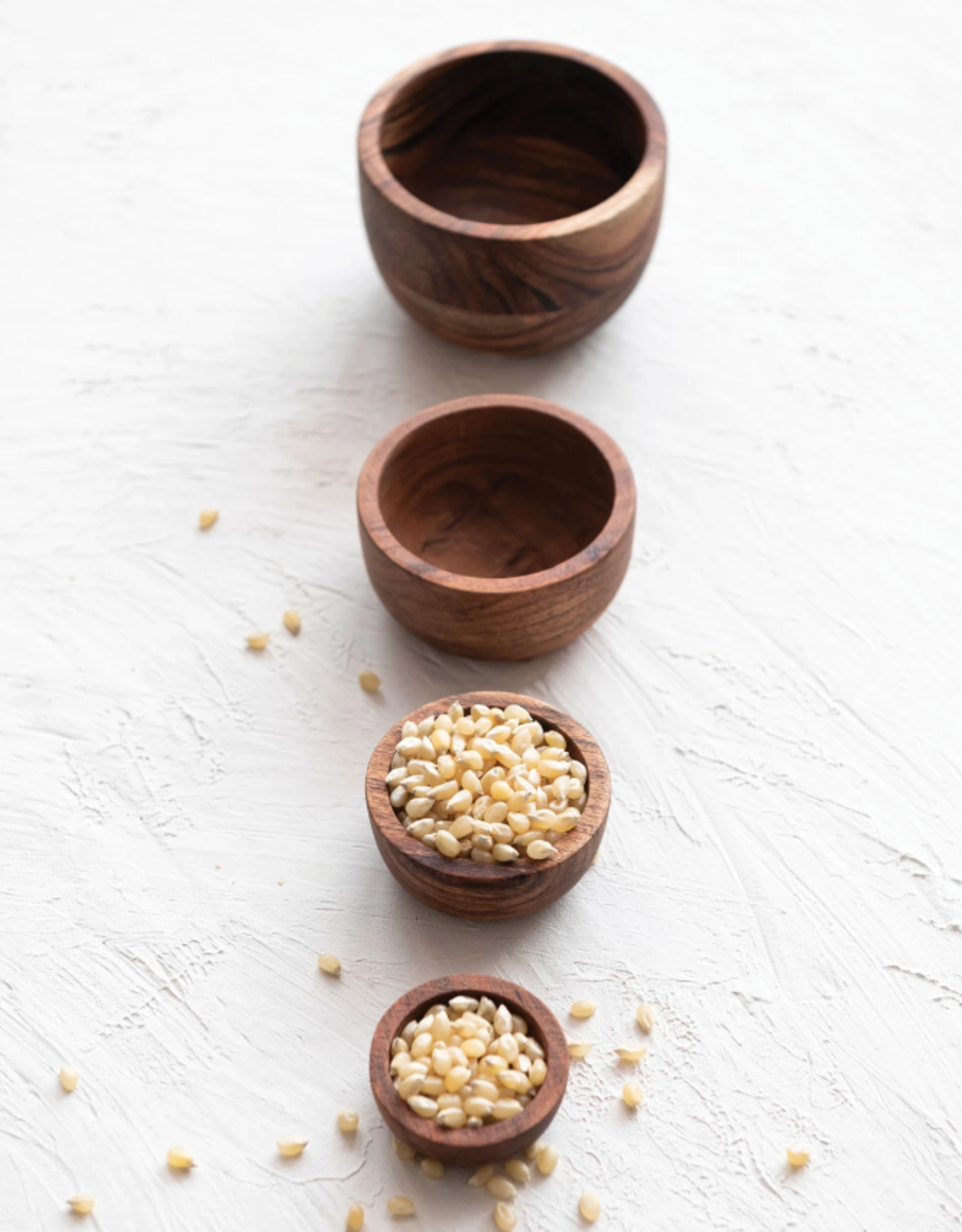 S/4 2 to 4" Round Acacia Wood Nesting Bowls, Espresso Finish