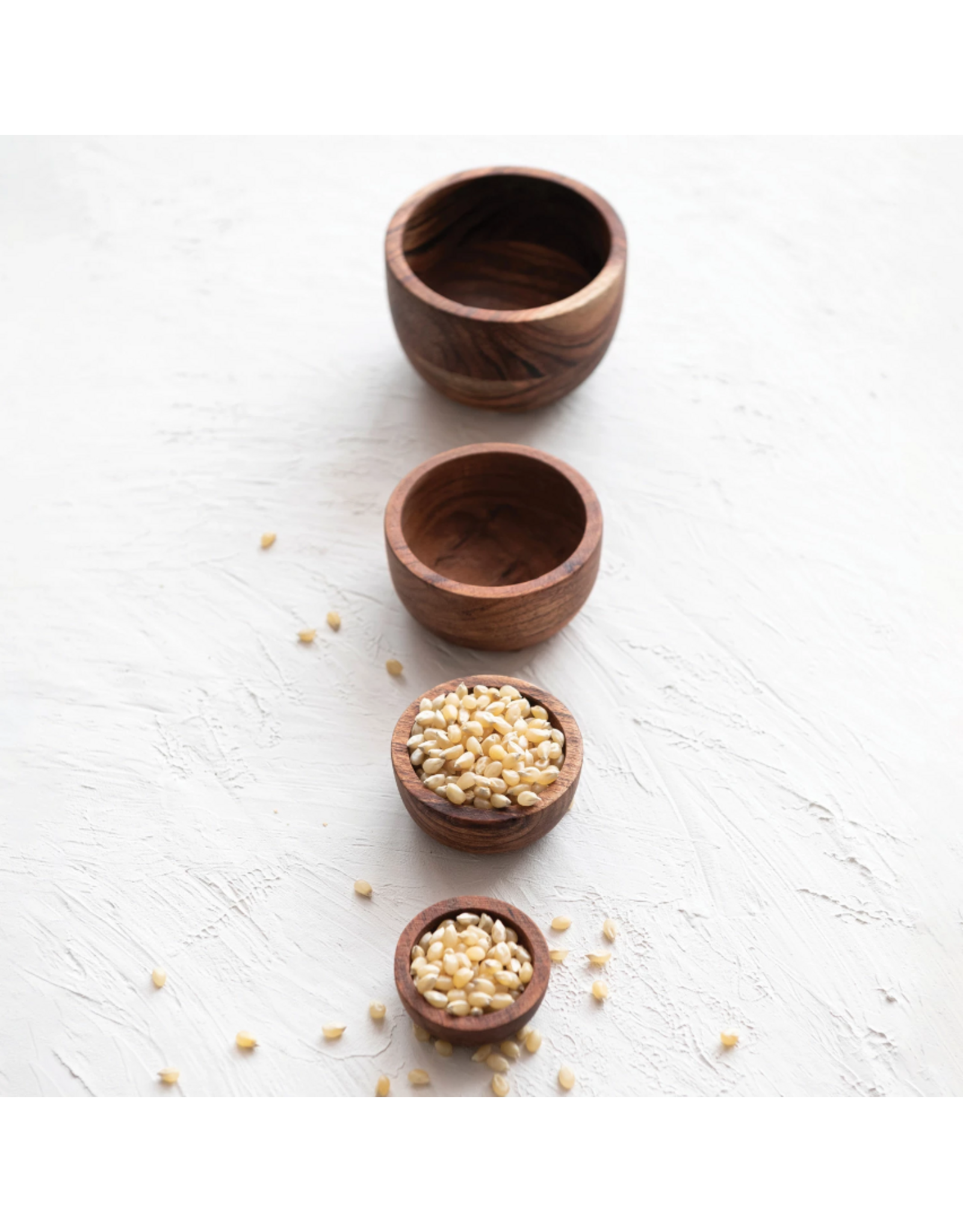 S/4 2 to 4" Round Acacia Wood Nesting Bowls, Espresso Finish