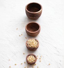 S/4 2 to 4" Round Acacia Wood Nesting Bowls, Espresso Finish