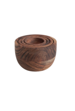 S/4 2 to 4" Round Acacia Wood Nesting Bowls, Espresso Finish