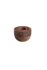 S/4 2 to 4" Round Acacia Wood Nesting Bowls, Espresso Finish