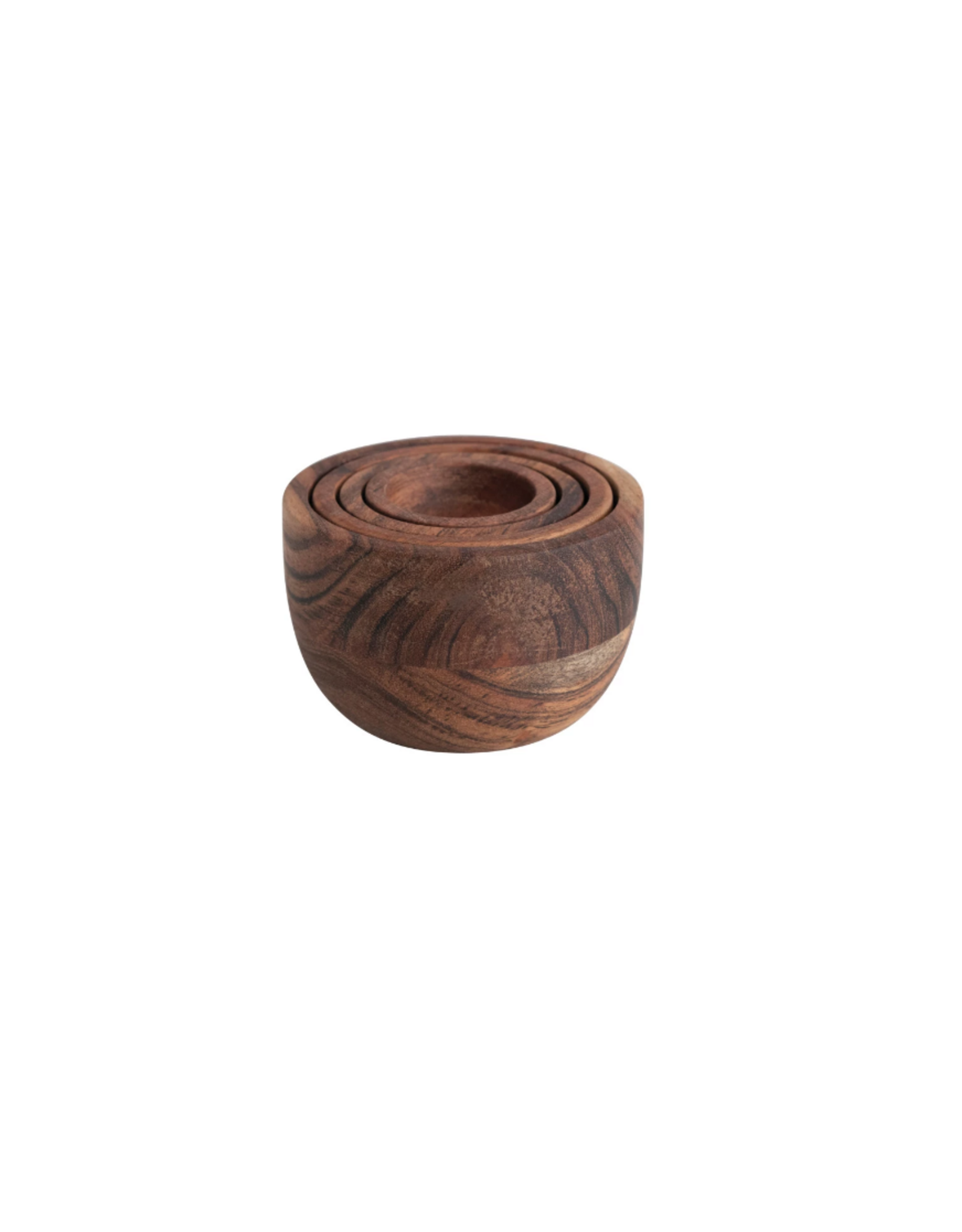 S/4 2 to 4" Round Acacia Wood Nesting Bowls, Espresso Finish