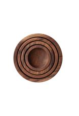 S/4 2 to 4" Round Acacia Wood Nesting Bowls, Espresso Finish