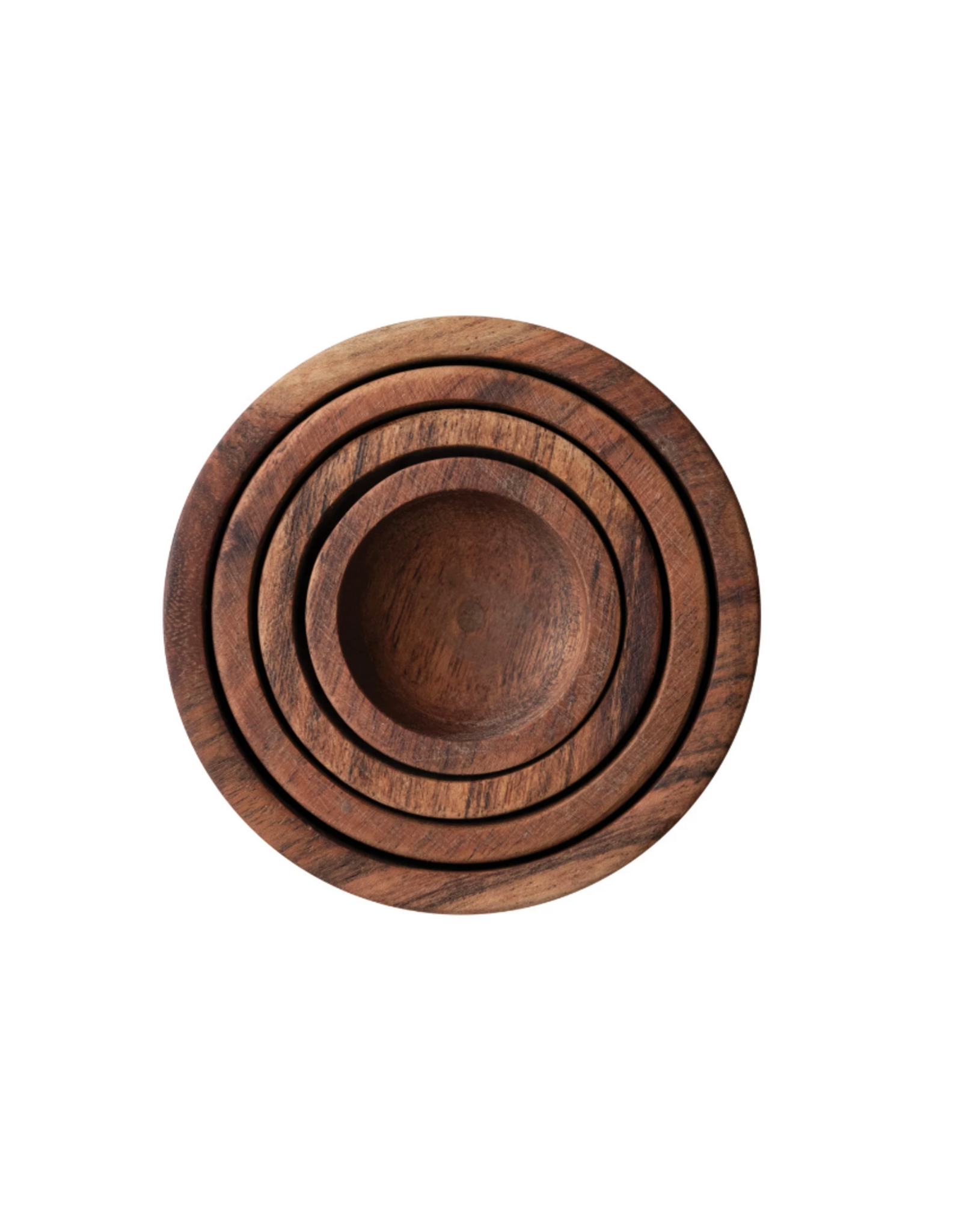 S/4 2 to 4" Round Acacia Wood Nesting Bowls, Espresso Finish