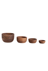 S/4 2 to 4" Round Acacia Wood Nesting Bowls, Espresso Finish