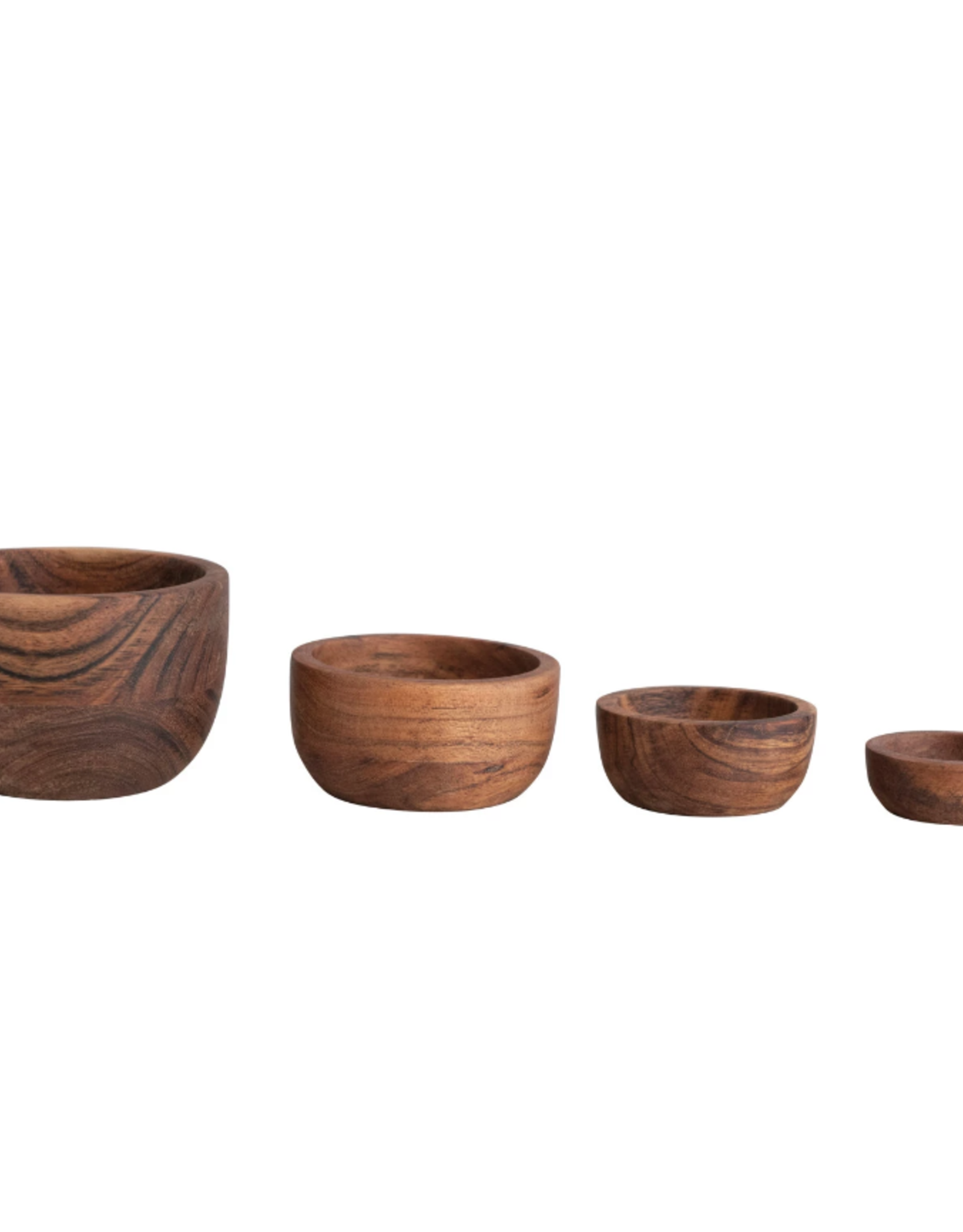 S/4 2 to 4" Round Acacia Wood Nesting Bowls, Espresso Finish