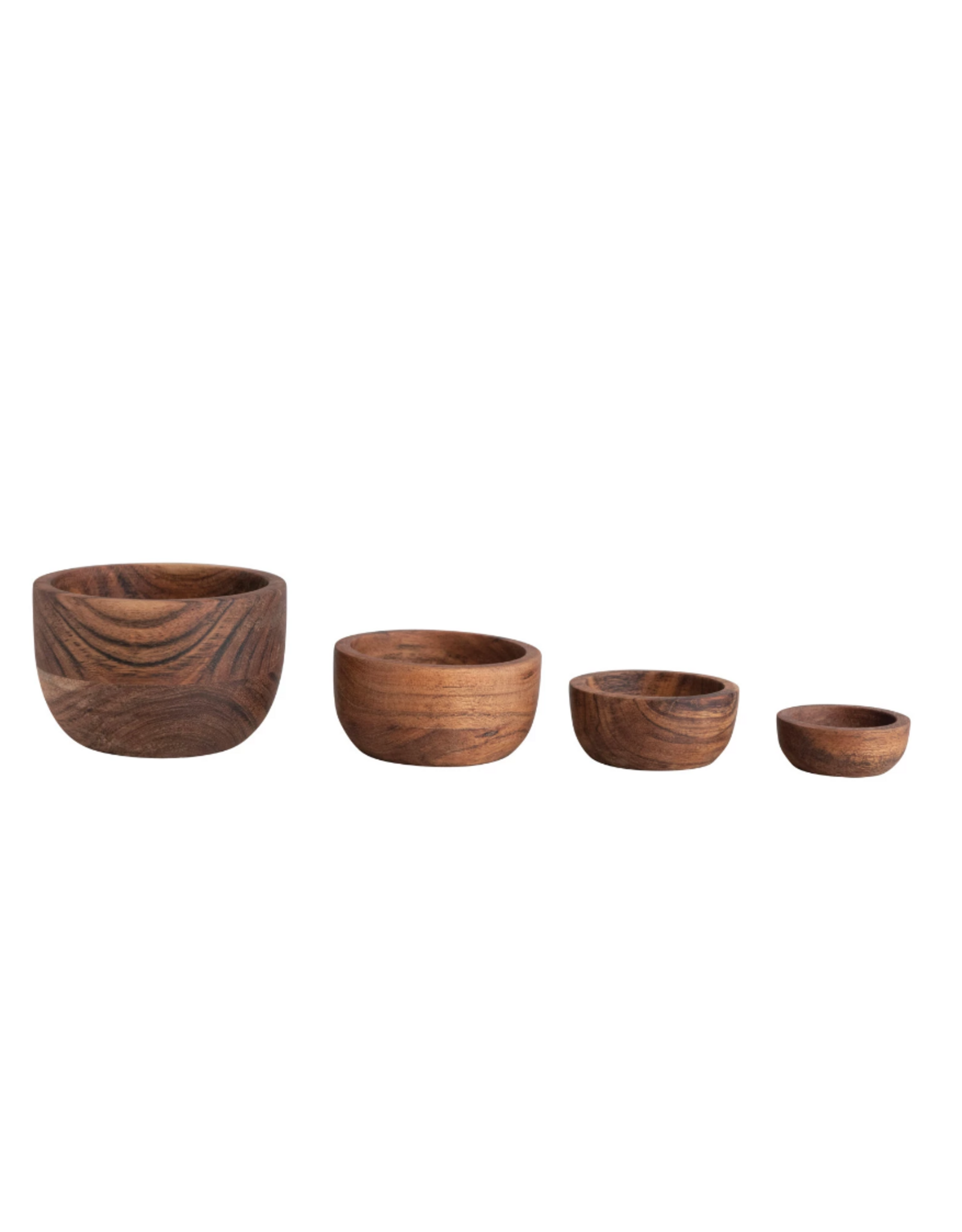 S/4 2 to 4" Round Acacia Wood Nesting Bowls, Espresso Finish