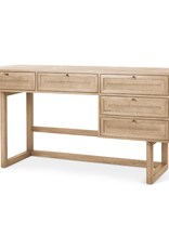 Grier Desk - Light Brown Wood w/ Cane