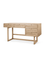 Grier Desk - Light Brown Wood w/ Cane