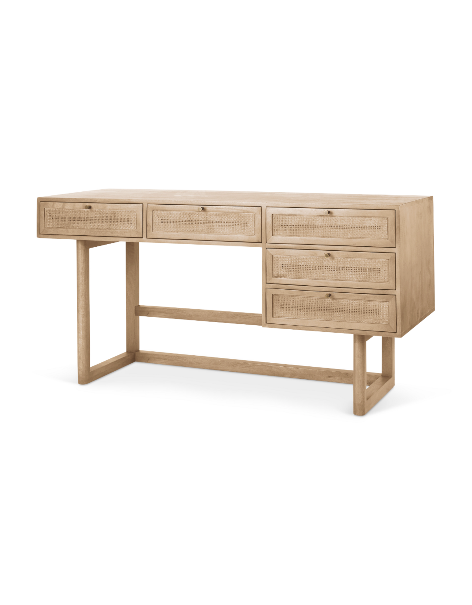 Grier Desk - Light Brown Wood w/ Cane