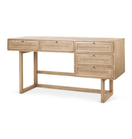 Grier Desk - Light Brown Wood w/ Cane
