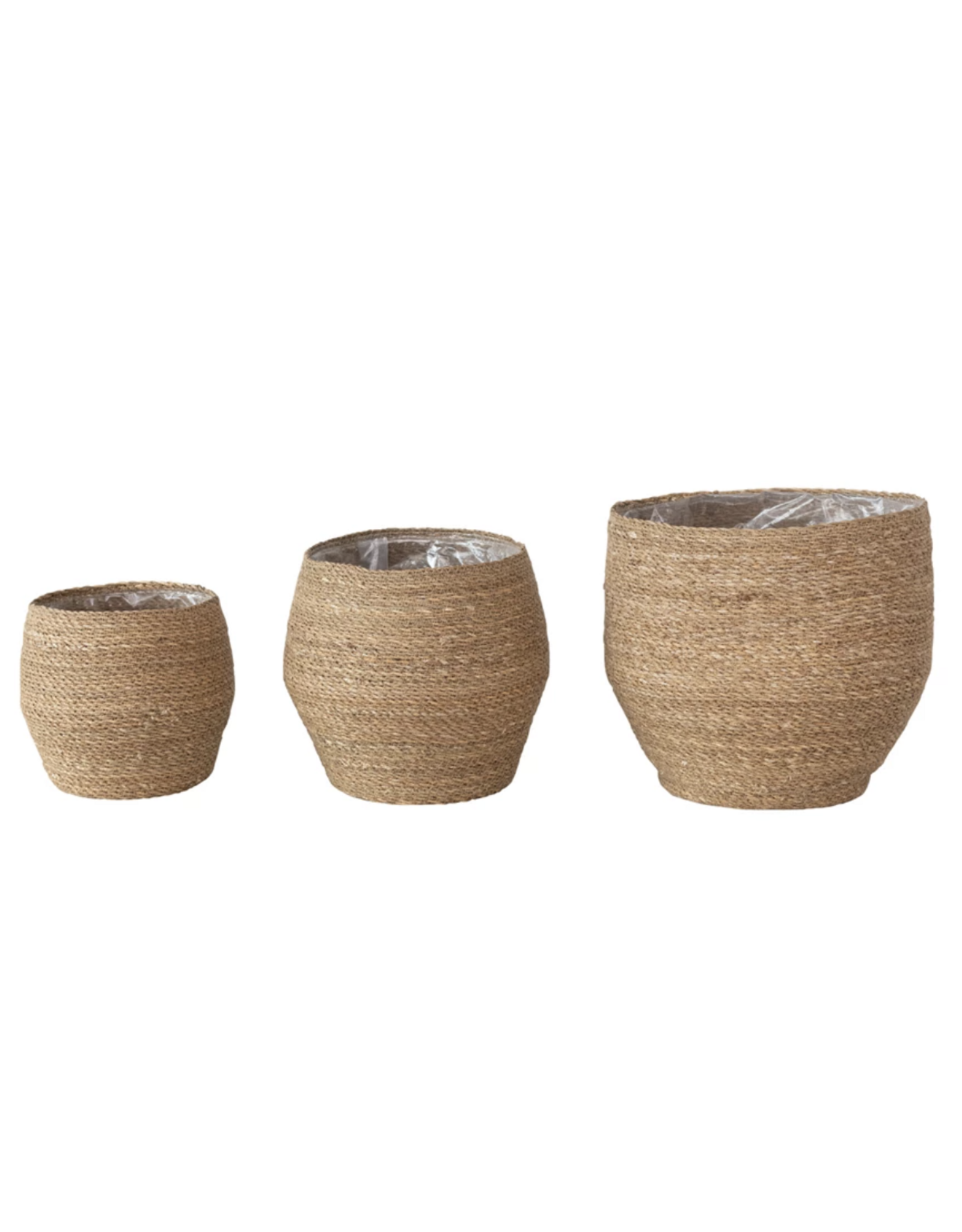 Decorative Woven Seagrass Baskets w/ Plastic Lining